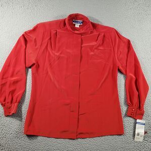 Vintage Pendleton Classic Shirt Women's 12 Red Button Front Blouse Shoulder Pad
